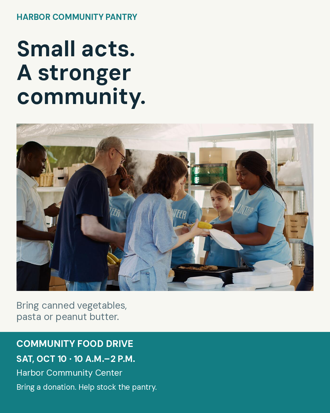 Sample food-drive social artwork, portrait layout